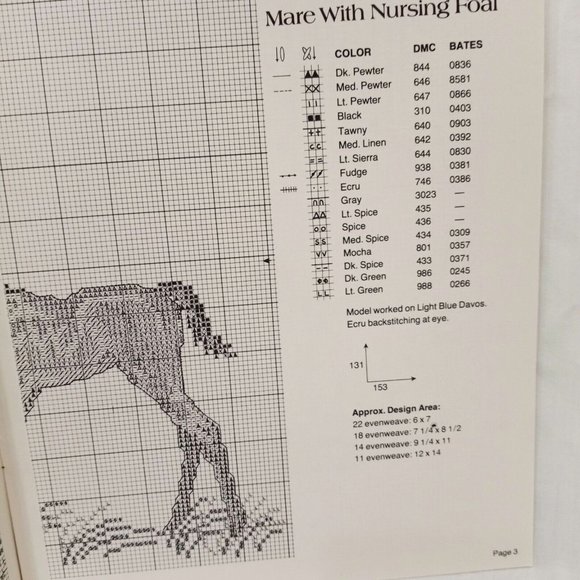 Mares and Foals Horses Cross Stitch Leaflet Judy Nason 1982 Graphique Needle Art - Picture 3 of 8